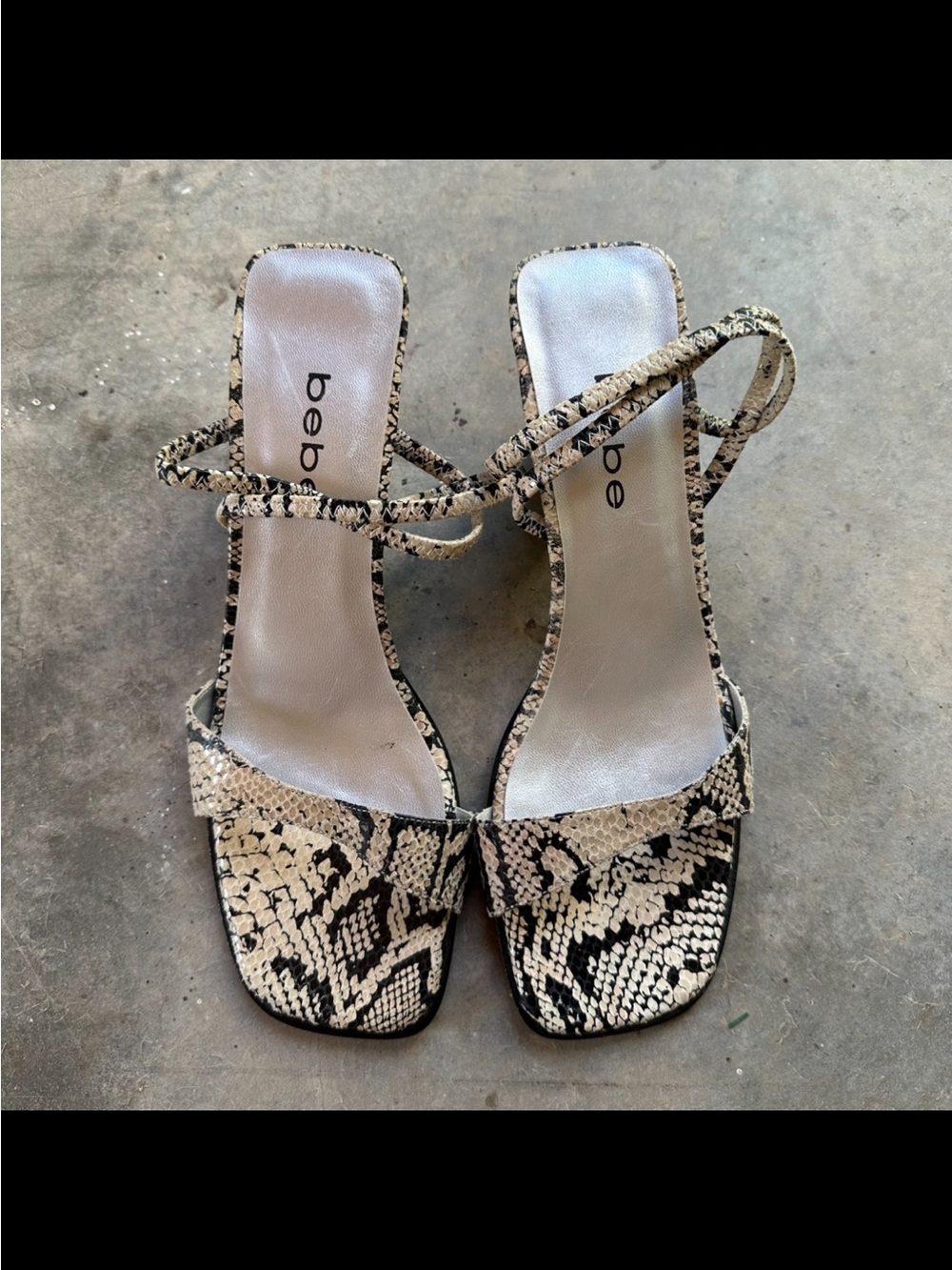 Bebe y2k snake print kitten heels